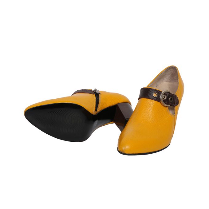 کفش چرم زنانه کد 411 رنگ زرد (3)