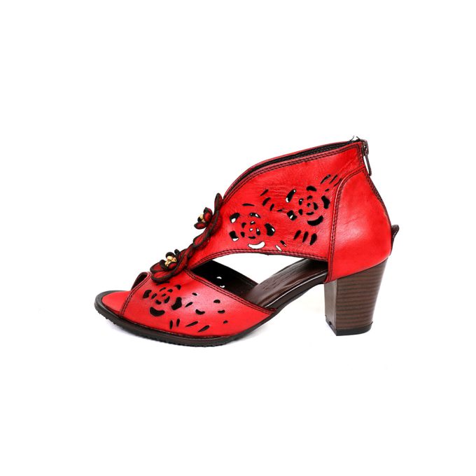 کفش چرم زنانه کد 437 رنگ قرمز (4)