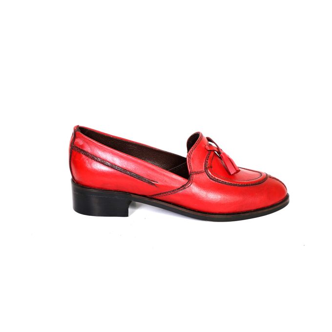 کفش چرم زنانه کد 478 رنگ قرمز (1)