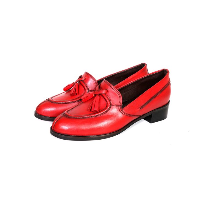 کفش چرم زنانه کد 478 رنگ قرمز (3)