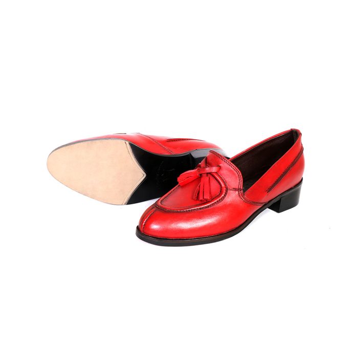 کفش چرم زنانه کد 478 رنگ قرمز (4)