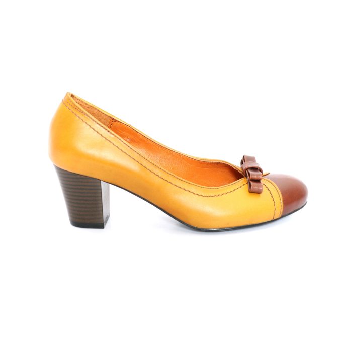 کفش چرم زنانه کد 598 زرد (4)