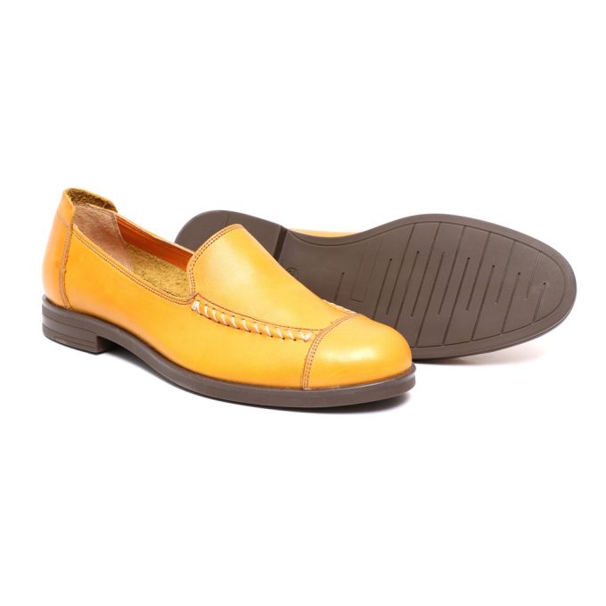 کفش چرم زنانه کد 604 زرد (3)