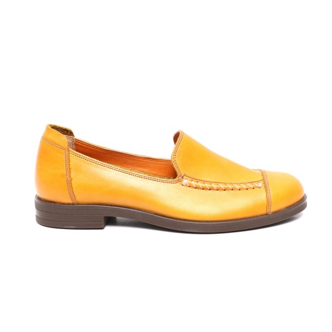 کفش چرم زنانه کد 604 زرد (4)